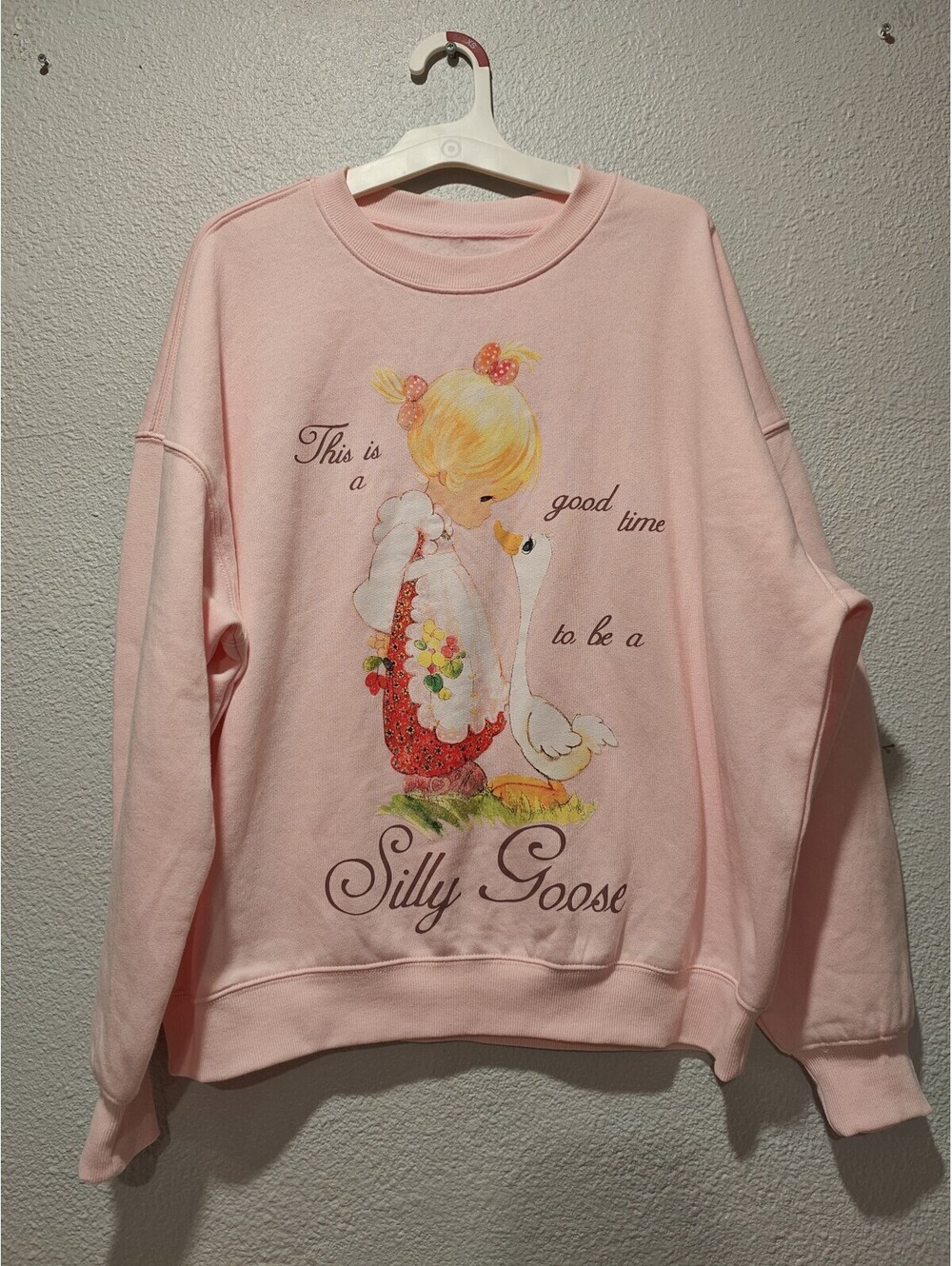 Precious Moments Pink Silly Goose Graphic Sweatshirt Medium